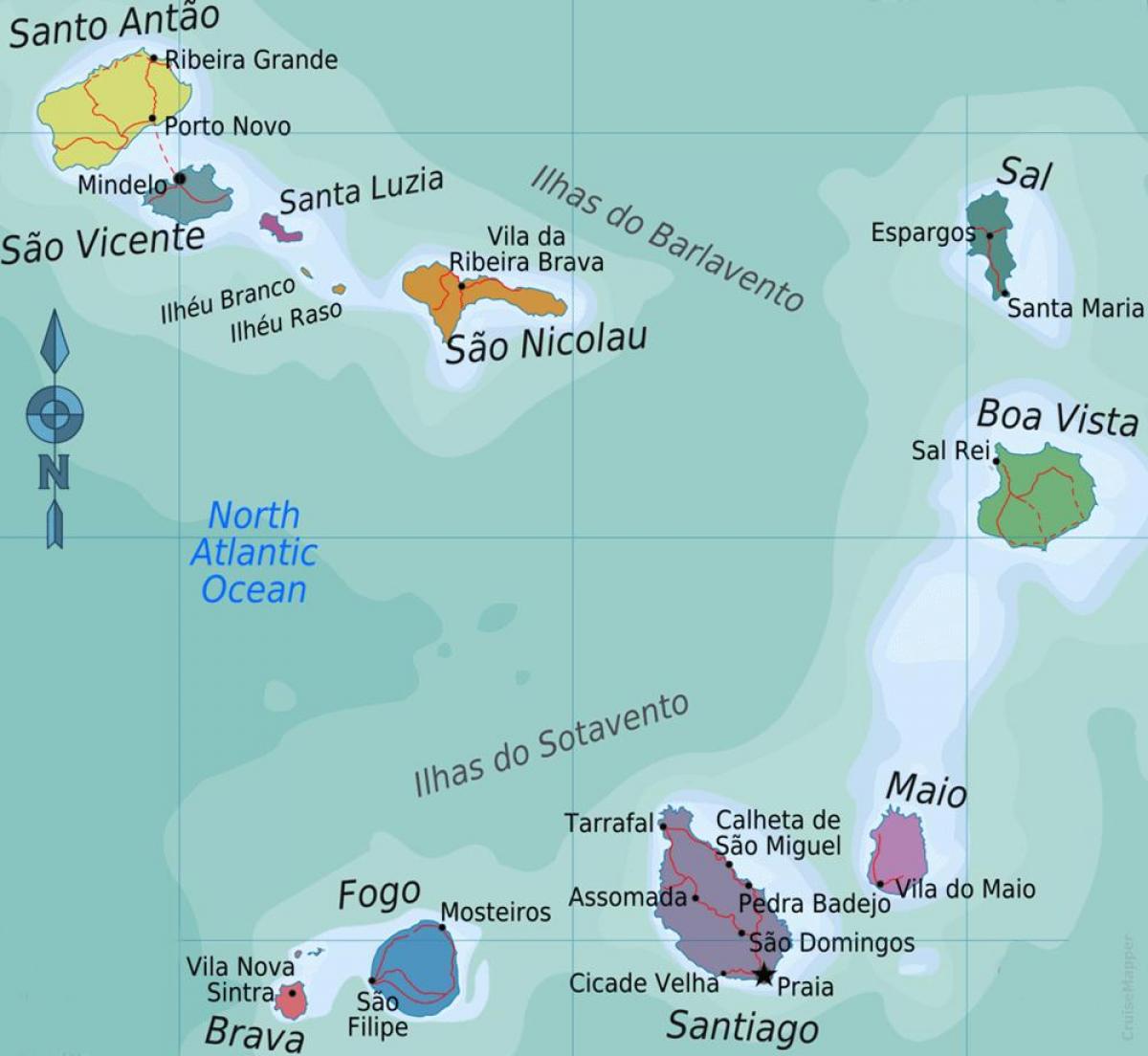 mapa boa vista Cabo Verde