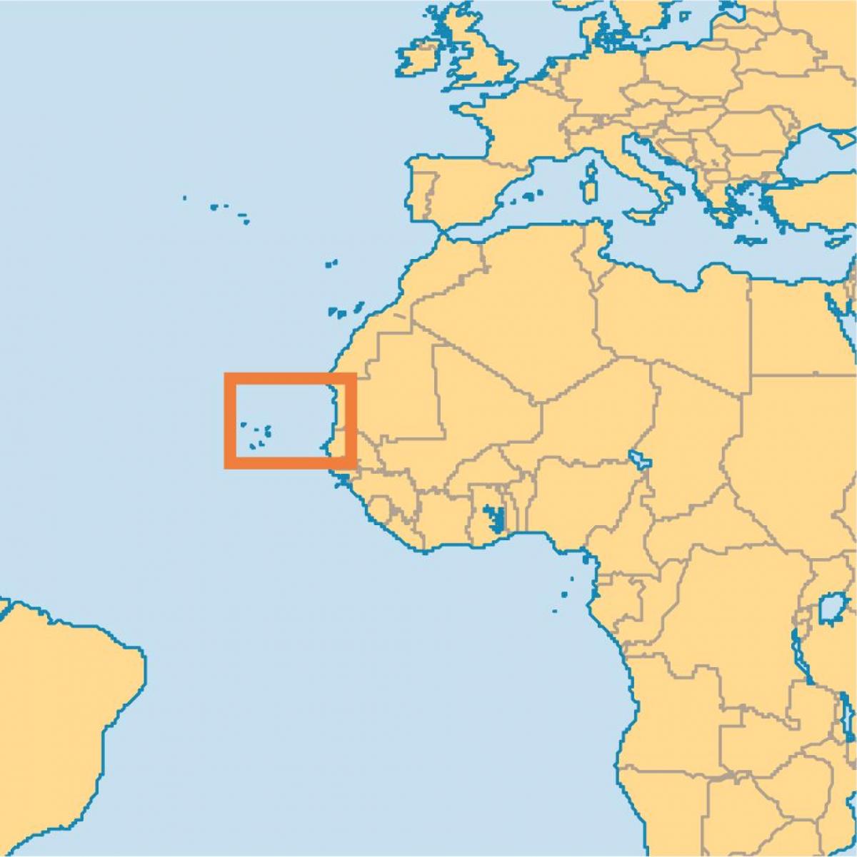 amosar Cabo Verde no mapa do mundo