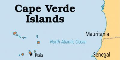 Mapa de mapa mostrando illas de Cabo Verde